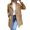 Chic Oversized Blazer Jacket with Double Button and Pocket Design