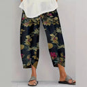 Floral Print Women's Wide-Leg Trousers with Stretch Waist