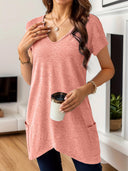 Stylish V-Neck Tee with Handy Pockets