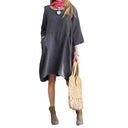 Chic Women's Linen Dress with Asymmetrical Hem and Pockets