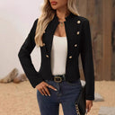 Chic Women's Blazer Jacket with Gold Buttons