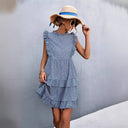 Women's Flowing Summer Dress with Ruffled Hems and Feminine Shape