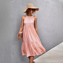 Flared Skirt High Neck Summer Dress for Women