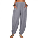 Women's Summer Palazzo Pants with Stretch Waistband and Side Pockets