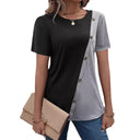 Asymmetrical Women's Short-Sleeve T-Shirt with Button Accents