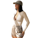 Figure-Hugging Women's Deep V-Neck Bodysuit