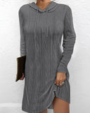 Textured Knit Women's Hoodie Dress