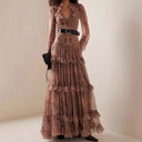 Women's Ruffle Maxi Dress with V-Neck Design