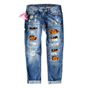 Unique Halloween-Themed Distressed Women's Jeans