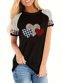 Trendy Women's Heart Design Short Sleeve Top
