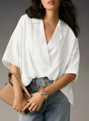 V-Neck Women's Blouse with Flowing Sleeves