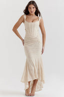 Chic Asymmetrical Lace Dress with Gathered Accents