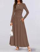 Women's Maxi Dress with Ruffle Accents and Chic Pockets