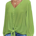 Chic V-Neck Blouse with Knot Detail for Women