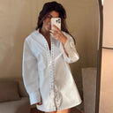 Women's Ruffle Design Blouse with Chic Lacing