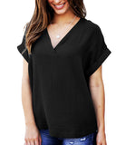 Women's Airy V-Neck Tee with Rolled Sleeves