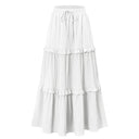Long Flared Skirt with Ruffles and Stretch Waist