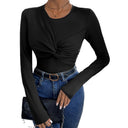 Women's Long-Sleeved Bodysuit with Trendy Knot Accent