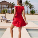 Ruffled Women's Dress with Slim Waistband