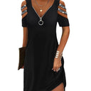 Chic V-Neck Zipper Women's Dress