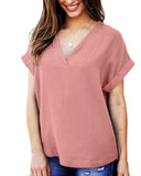 Women's Airy V-Neck Tee with Rolled Sleeves