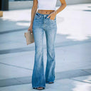 High-Waisted Bootcut Jeans with Frayed Hem for Women