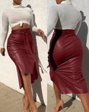 Chic Women's Asymmetrical Pencil Skirt with Ruffle Accents