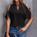 Chic Off-Shoulder Blouse with Stand Collar