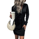 Women's Stylish Hooded Dress with Zipper and Adjustable Waist