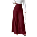 Chic Women's High-Waisted Palazzo Pants with Button Detail