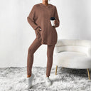 Textured Long Sleeve Top and Leggings Set for Women