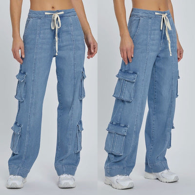 Loose Fit Women's Cargo Jeans with Side Pockets