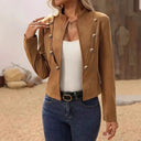 Chic Women's Short Blazer Jacket with Stand-Up Collar