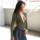 Figure-Hugging Women's Deep V-Neck Bodysuit