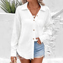 Chic Women's Button-Down Blouse with Waist Tie