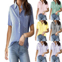 Chic Women's Short Sleeve Striped Blouse