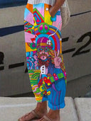 Women's Graphic Print Pants with Elastic Waistband