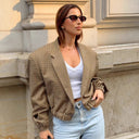 Checked Oversized Blazer Jacket for Women