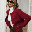 Chic Women's Short Blazer Jacket with Pocket Detail