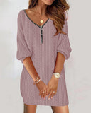 Women's Knit Dress with Modern Zipper Design