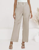 Chic Wide-Leg Pants with Elastic Waist and Button Accents