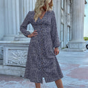 Chic V-Neck Women's Shirt Dress with Button Accents