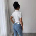 Textured Women's Cropped Blouse Shirt