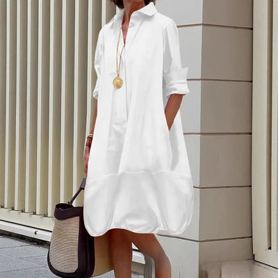Chic Women's Shirt Dress with Wide Hem