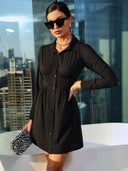 Chic Waist Belt Shirt Dress for Women