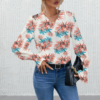 Floral Print Blouse with Wide Sleeves