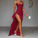 Chic Maxi Dress with Side Slit and Spaghetti Straps