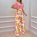 Floral Print Women's Blouse and Wide Leg Pant Set