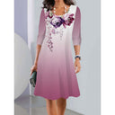 Women's Floral Dress with Gradient Elegance