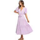 Women’s Maxi Dress: Deep V-Neck & Flowing Sleeves